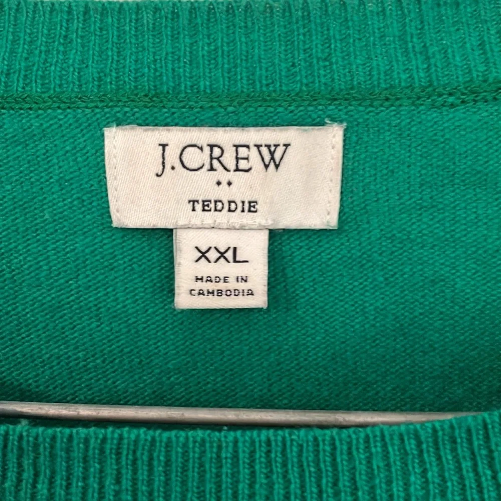 J. Crew Factory Cotton Wool Blend Crew Neck Teddie Sweater Kelly Green XXL - Picture 2 of 6